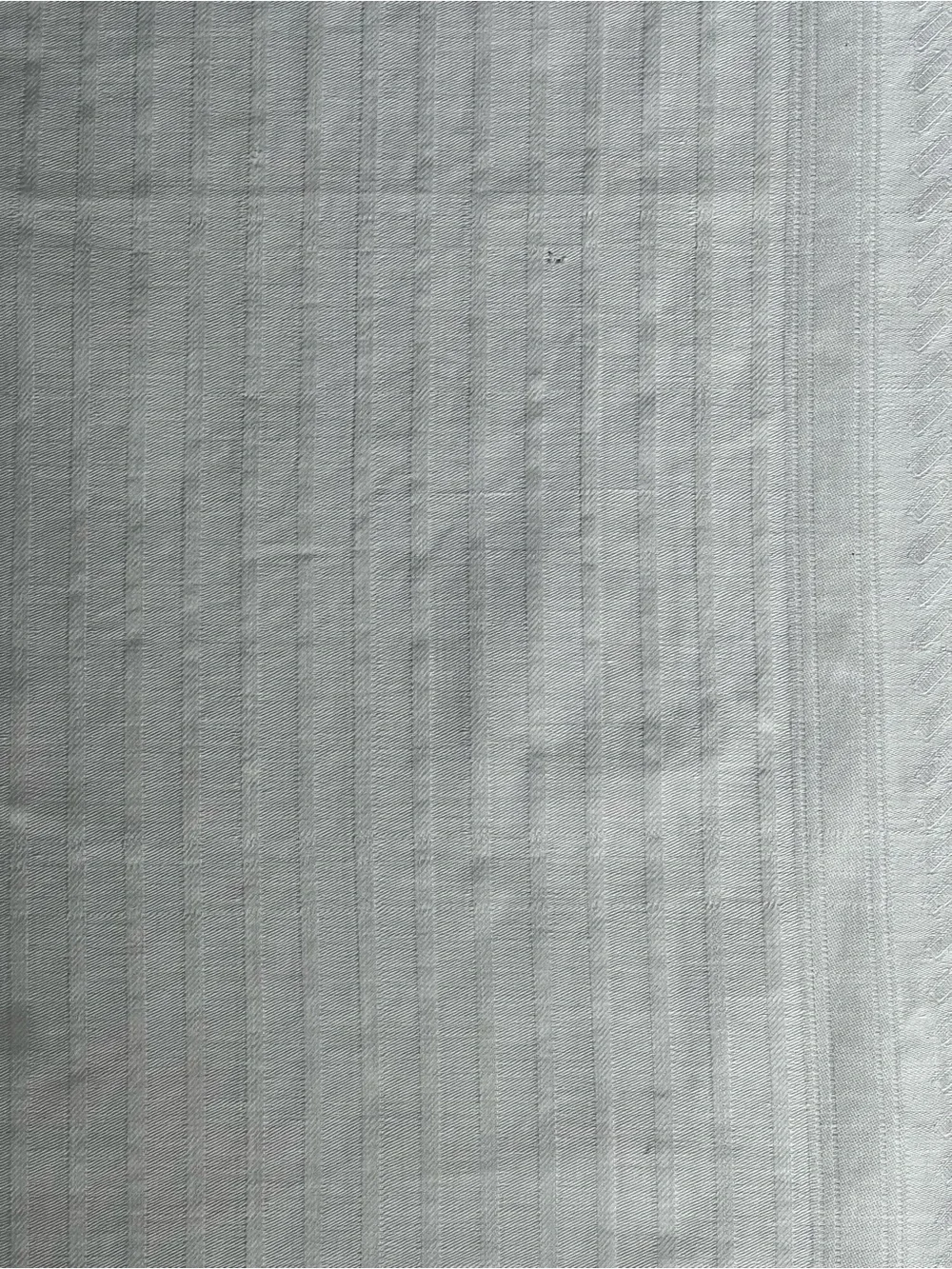 Vintage linen White work striped Tablecloth with decorative border 43 in square.